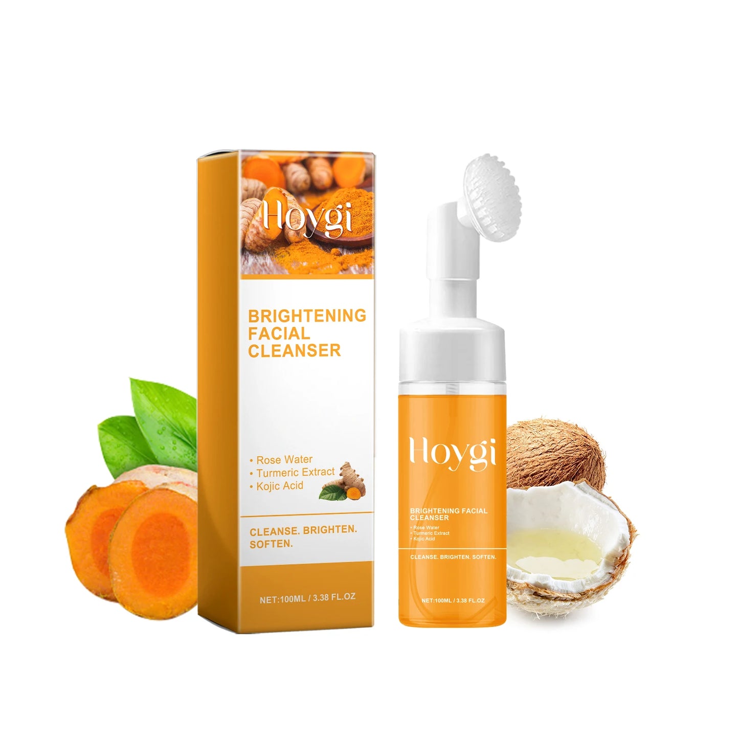 Revitalizing Turmeric & Kojic Acid Cleanser - Deep Cleanse, Blackhead Buster, Acne Mark Fader & Brightening Foam Wash