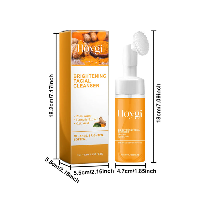 Revitalizing Turmeric & Kojic Acid Cleanser - Deep Cleanse, Blackhead Buster, Acne Mark Fader & Brightening Foam Wash